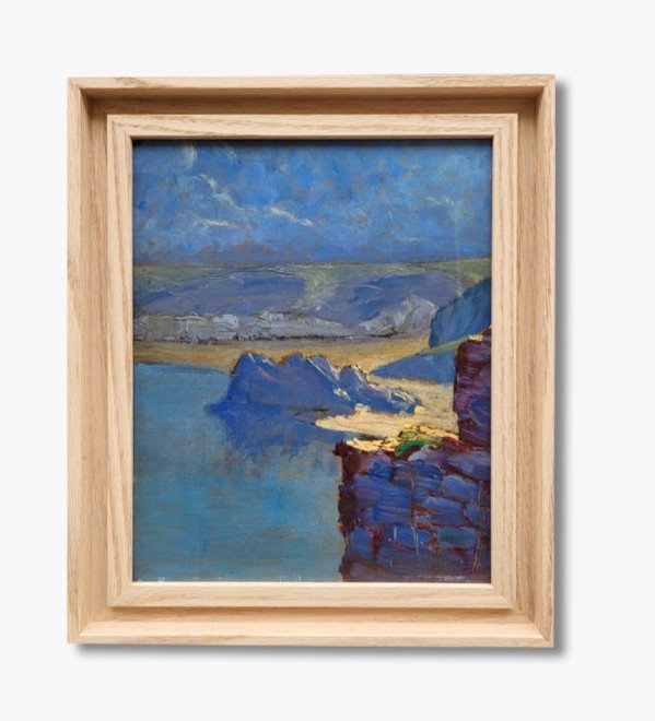 Oil On Cardboard, Seaside, Early 20th Century 