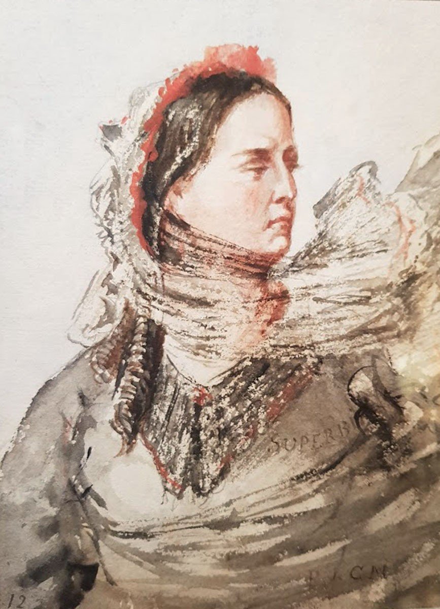 Watercolor, Portrait Of Woman, By Pierre Puvis-de-chavannes-photo-2