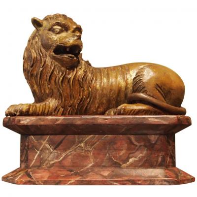 Lion En Bois, Allemagne, Fin XVIIe-début XVIIIe Siècle