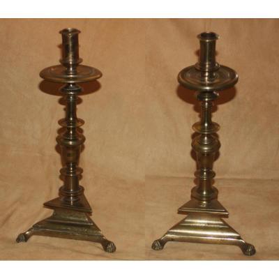 Proantic: Pair Of Finely Carved Victorian Deer Antler Candlesticks, Ge