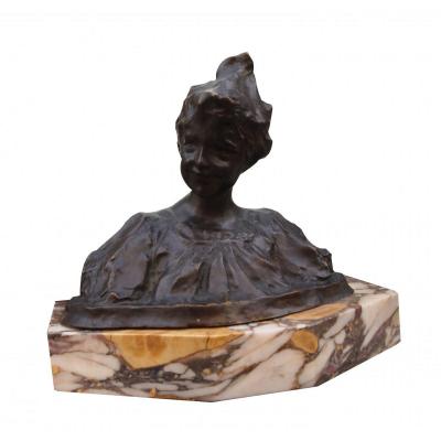 Bust Of Woman (bronze) By Vladimir Perelmagne