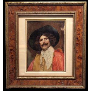 A Miniature On Ivory, Musketeer By Ferdinand Roybet