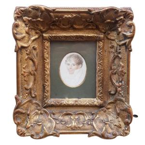 Miniature On Ivory, Portrait Of A Young Man, Early 19th
