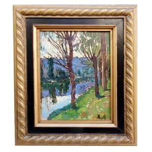 Oil On Cardboard, Landscape Apr Joseph Bernard Artigue