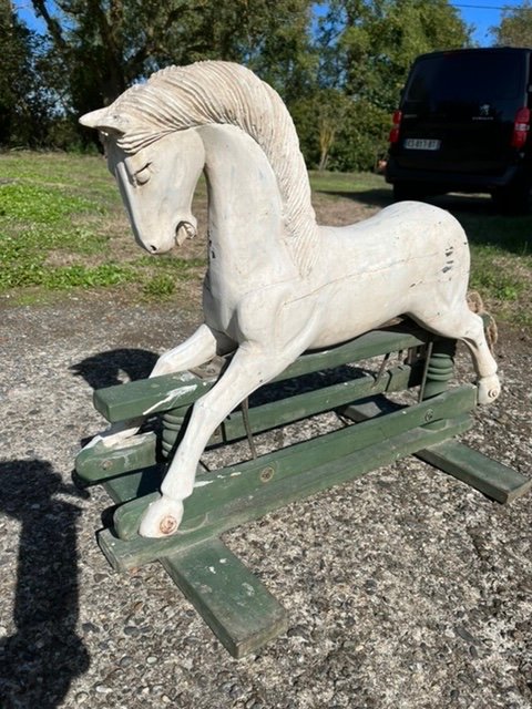 Cheval à Bascule En Bois Peint -photo-2