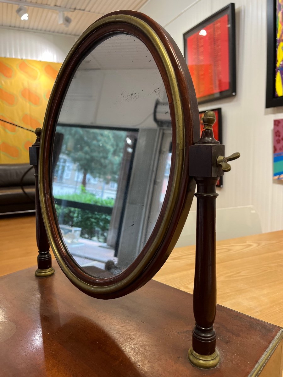 Small Psyche Dressing Table In Mahogany And Golden Brass-photo-3