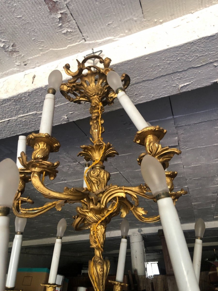 Louis XV Rocaille Style Gilded Bronze Chandelier -photo-3