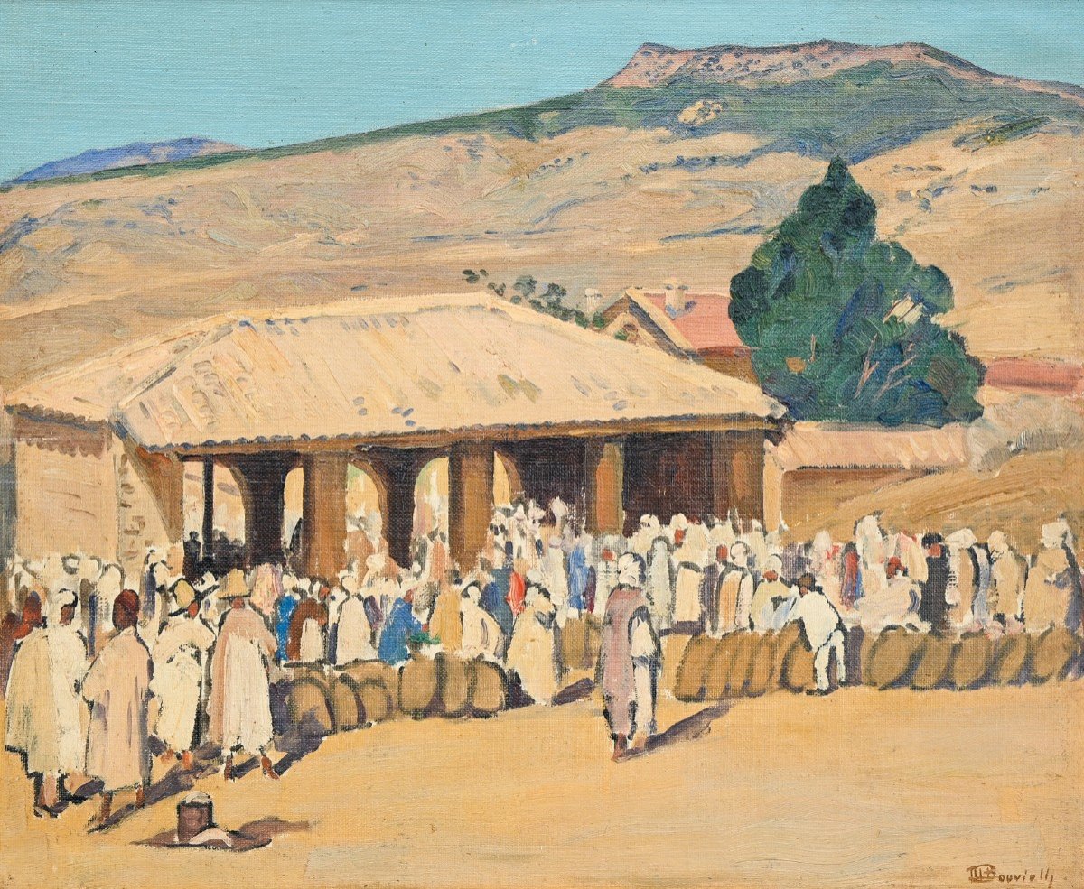 Maurice BOUVIOLLE (1893-1971) "Marché à Boghari"-photo-2