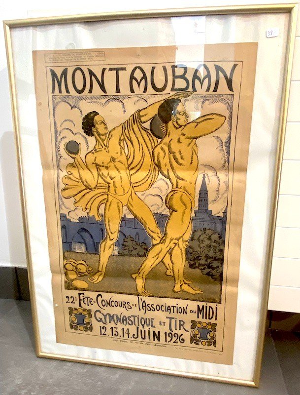 Affiche publicitaire ville de Montauban, dessin signé L.P Cadène