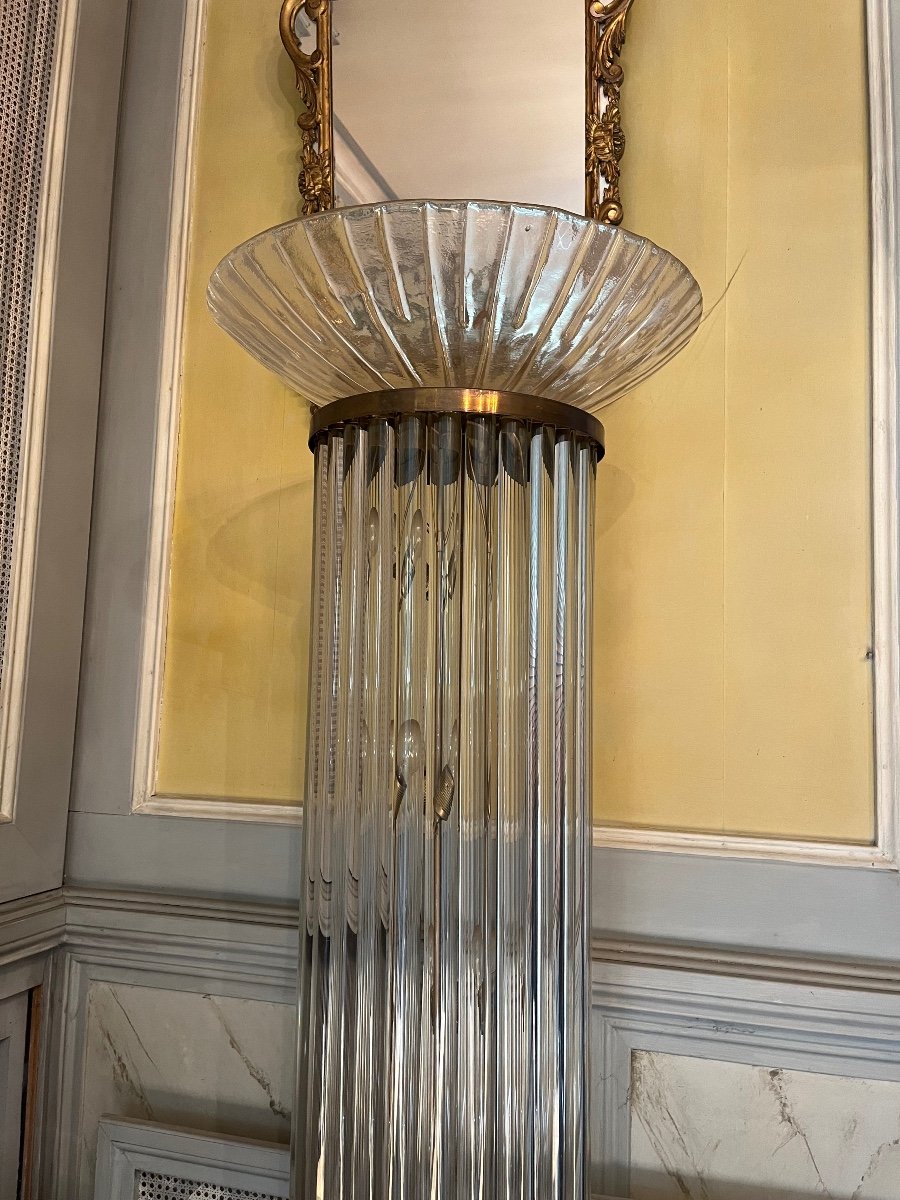 Paire de lampadaires en verre et plexiglass-photo-2