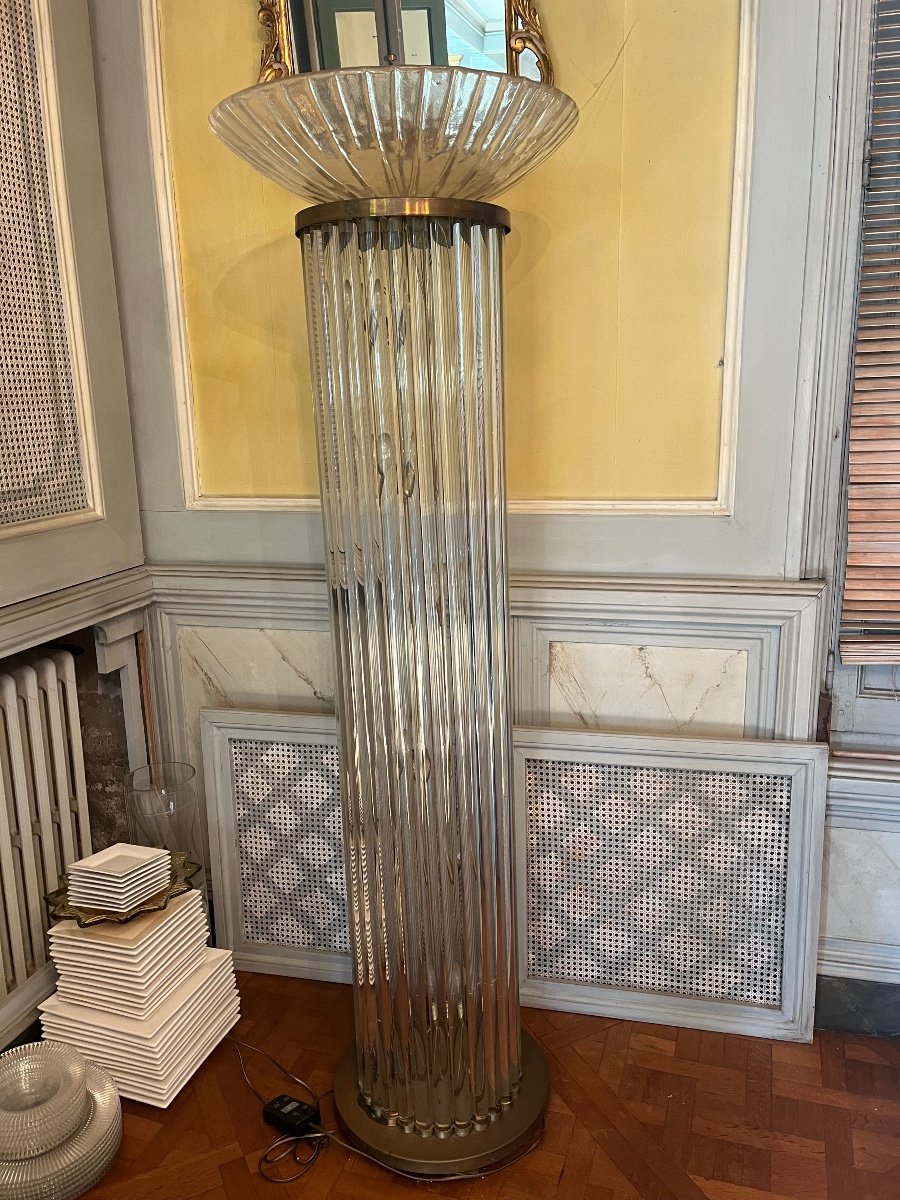 Paire de lampadaires en verre et plexiglass