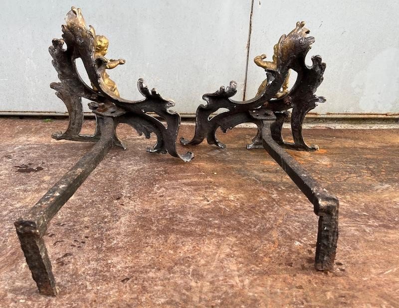 Pair Of 18th Century Bronze Andirons-photo-2