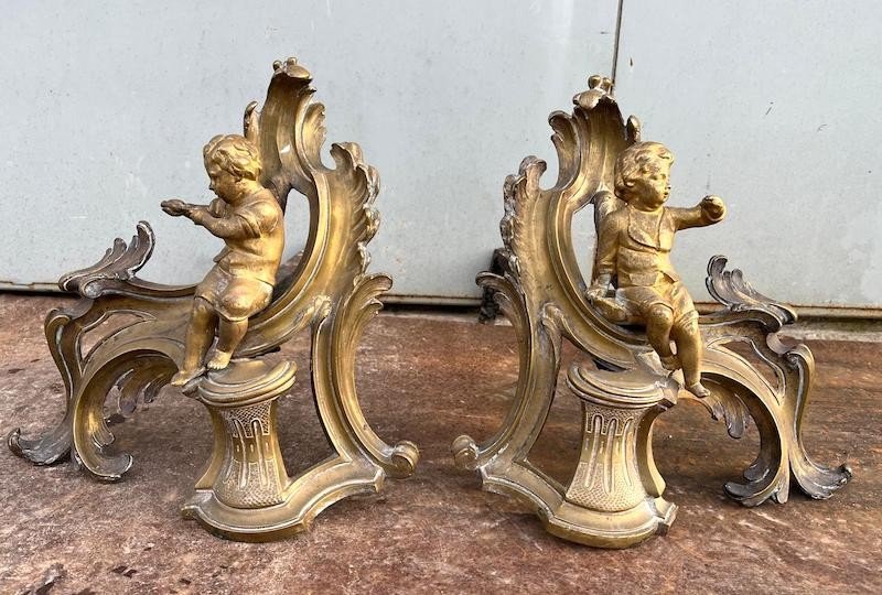 Pair Of 18th Century Bronze Andirons