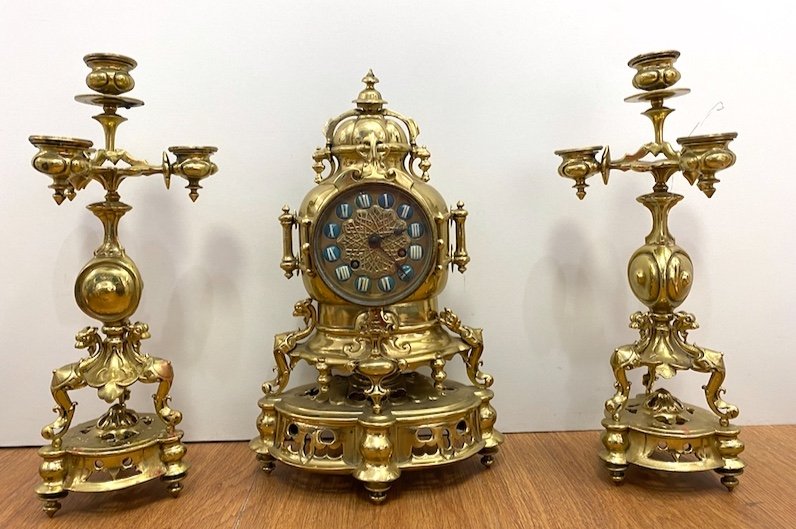 Napoleon III Period Garniture In Gilded Bronze