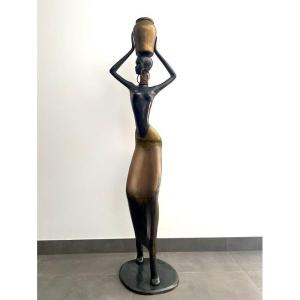 Sculpture femme africaine taille humaine - Karl Hagenauer - 1950/1970