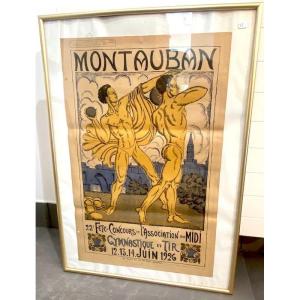 Affiche publicitaire ville de Montauban, dessin signé L.P Cadène