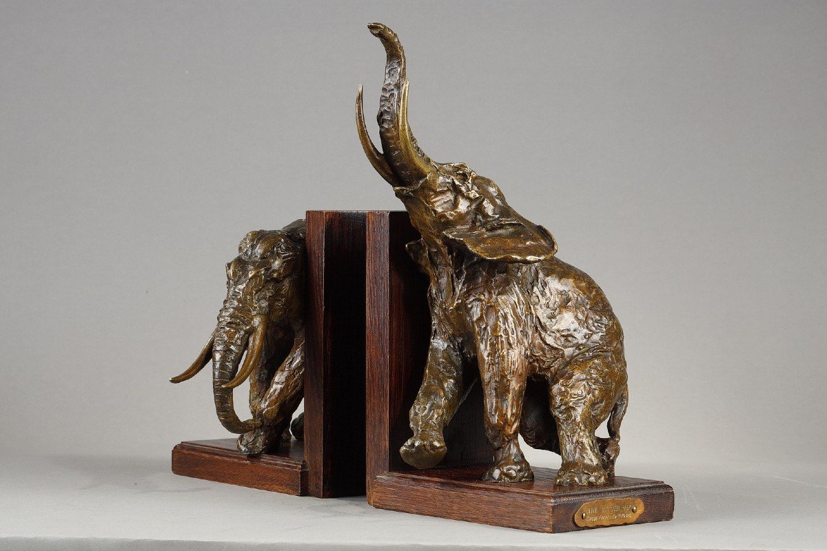 Pair Of Elephant Bookends - Ary Bitter (1883-1973)-photo-3