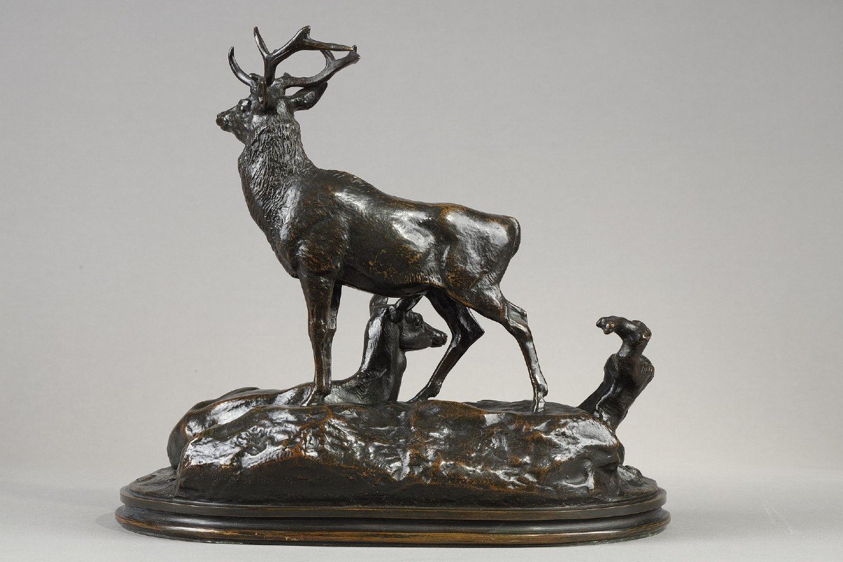 Famille de cerf - Antoine-Louis BARYE (1796-1875)-photo-2