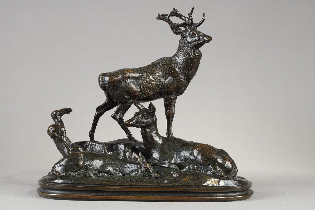 Famille de cerf - Antoine-Louis BARYE (1796-1875)