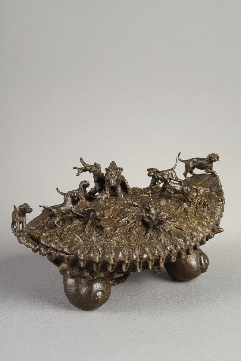 Inkwell "wild Boar Hunting" - Christophe Fratin (1801-1864)-photo-2