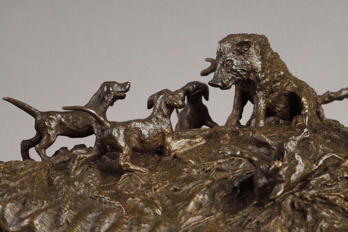 Inkwell "wild Boar Hunting" - Christophe Fratin (1801-1864)-photo-2