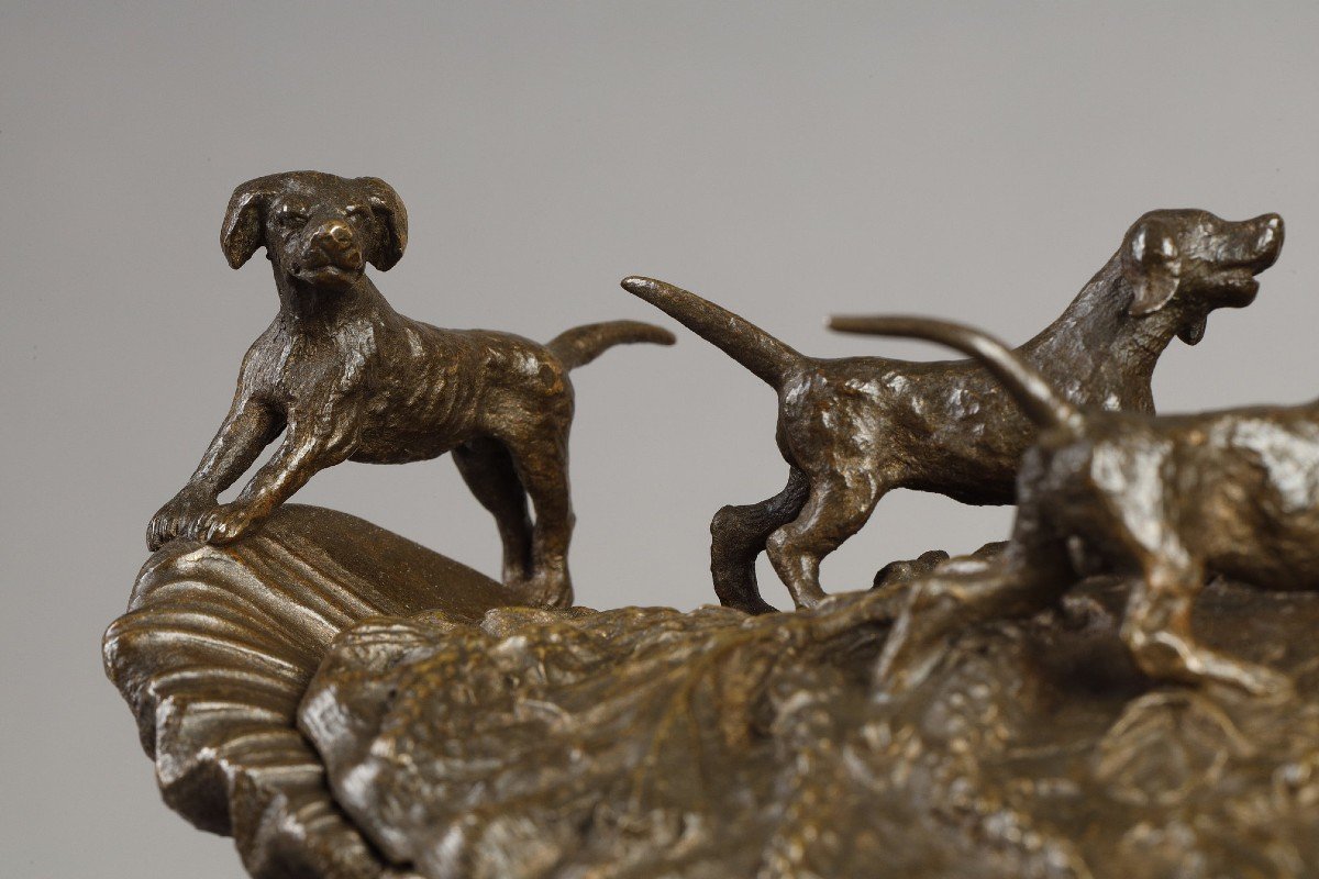 Inkwell "wild Boar Hunting" - Christophe Fratin (1801-1864)-photo-3