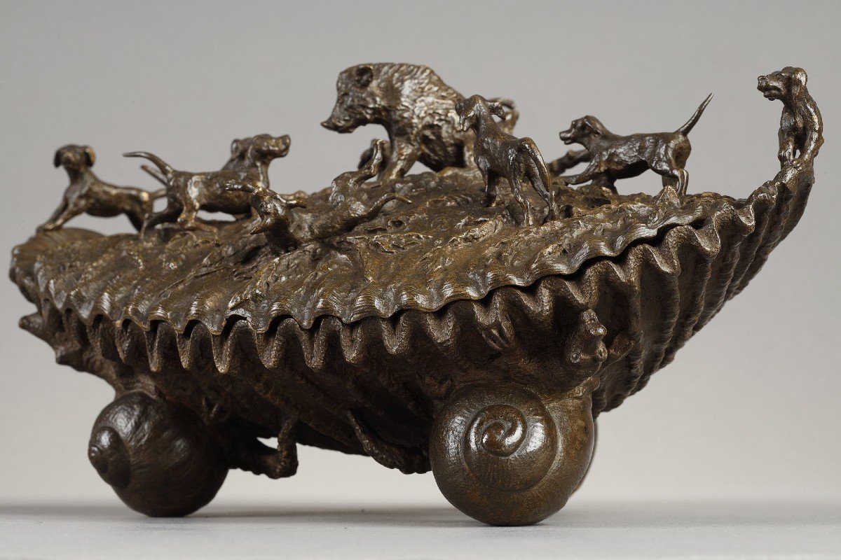 Inkwell "wild Boar Hunting" - Christophe Fratin (1801-1864)-photo-4