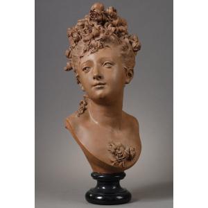 Buste de jeune femme aux roses - Albert-Ernest CARRIER-BELLEUSE (1824-1887)