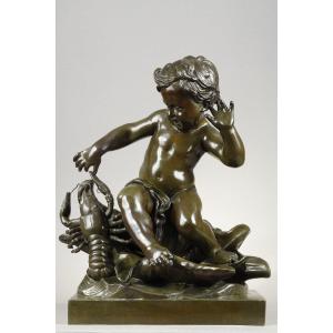 d'Après Lambert-sigisbert Adam (1700-1759) - l'Enfant à l'écrevisse