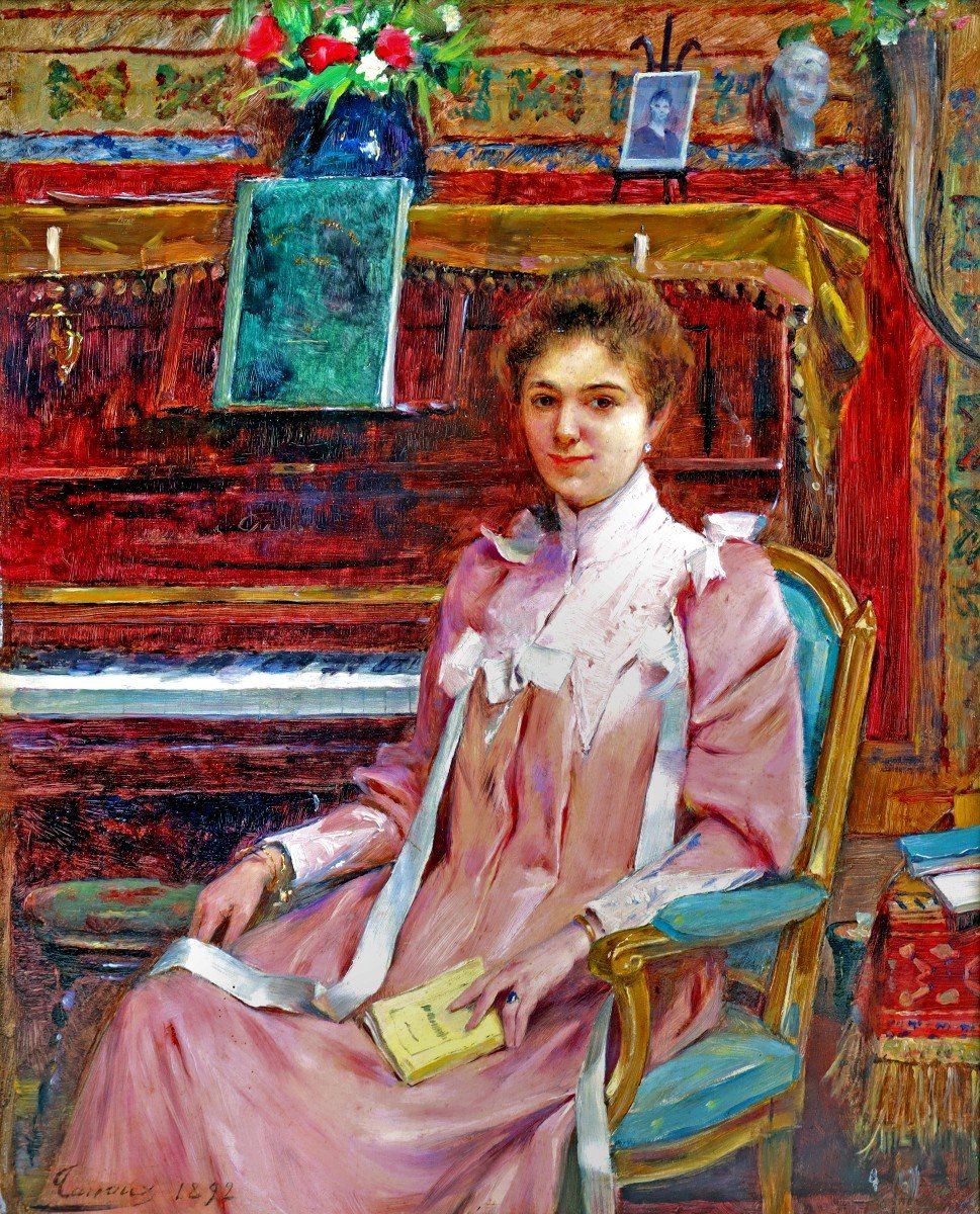 Adrien TANOUX (1865-1923) Portrait Impressionniste -photo-2