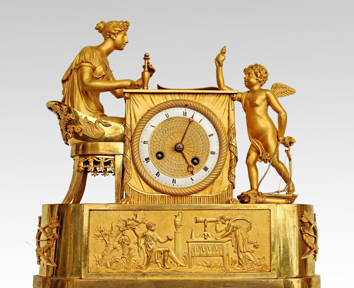 Empire Bronze Clock Attributed To André Reiche-photo-1