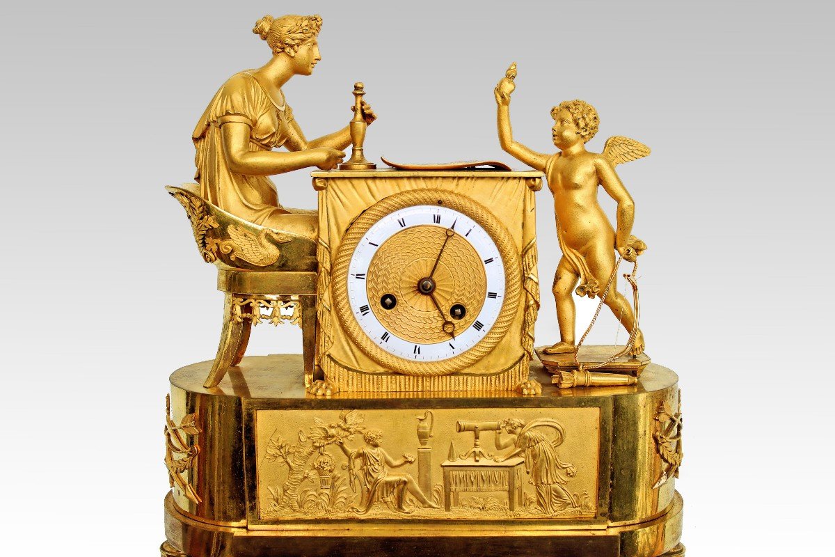 Empire Bronze Clock Attributed To André Reiche-photo-2