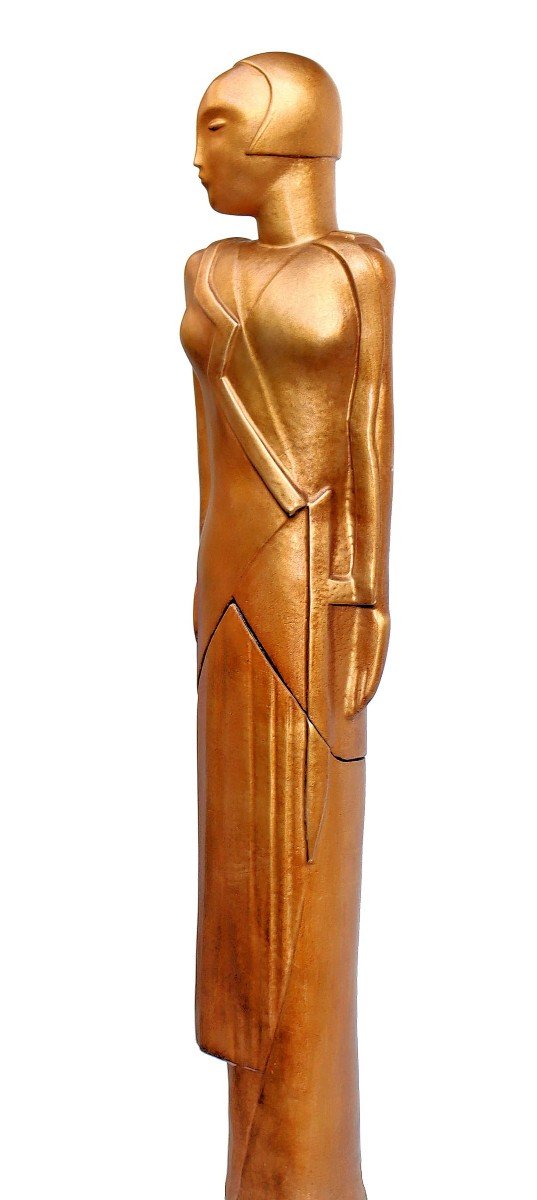 Large Art Deco Cubist Statue (height: 1.43 M)-photo-1