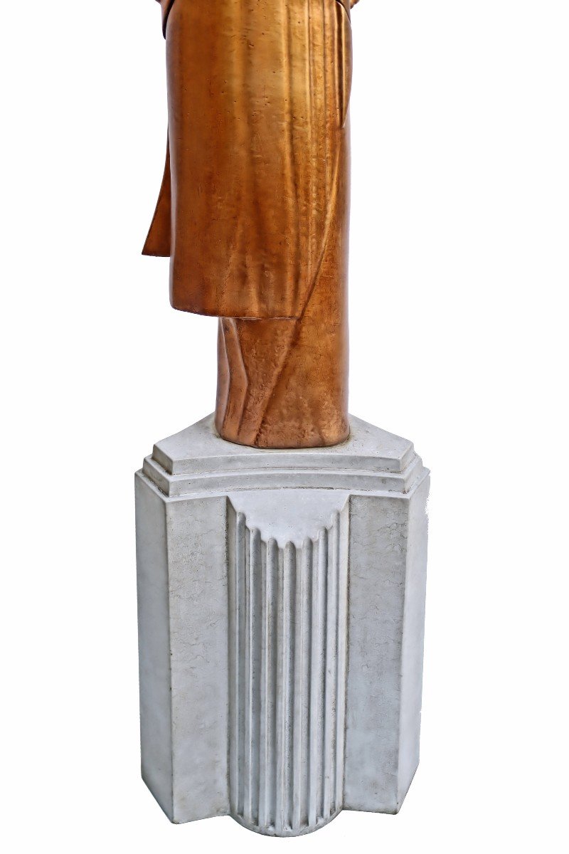 Large Art Deco Cubist Statue (height: 1.43 M)-photo-2
