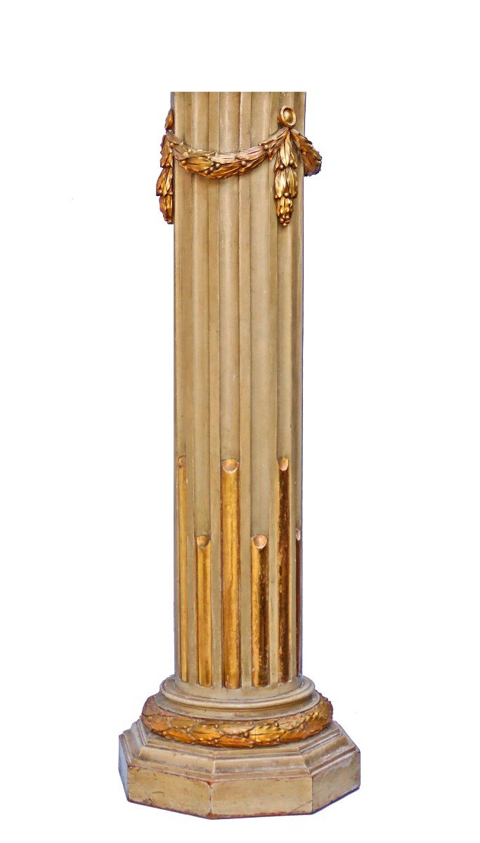 Louis XVI Carved Golden Wood Column-photo-3