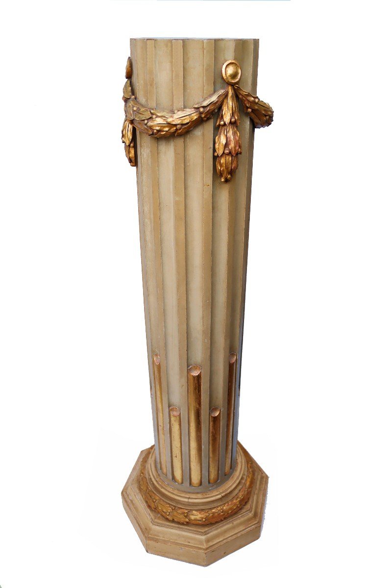 Louis XVI Carved Golden Wood Column-photo-1