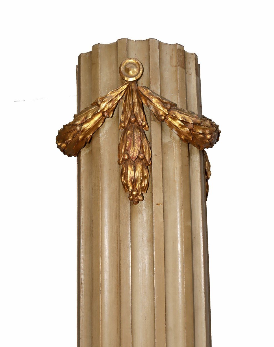 Louis XVI Carved Golden Wood Column-photo-3