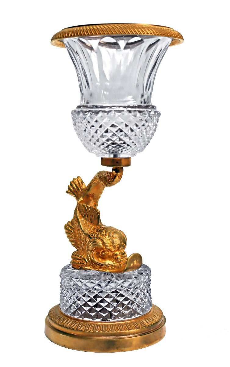 Charles X Style Medici Vase In Cut Crystal And Gilt Bronze-photo-3