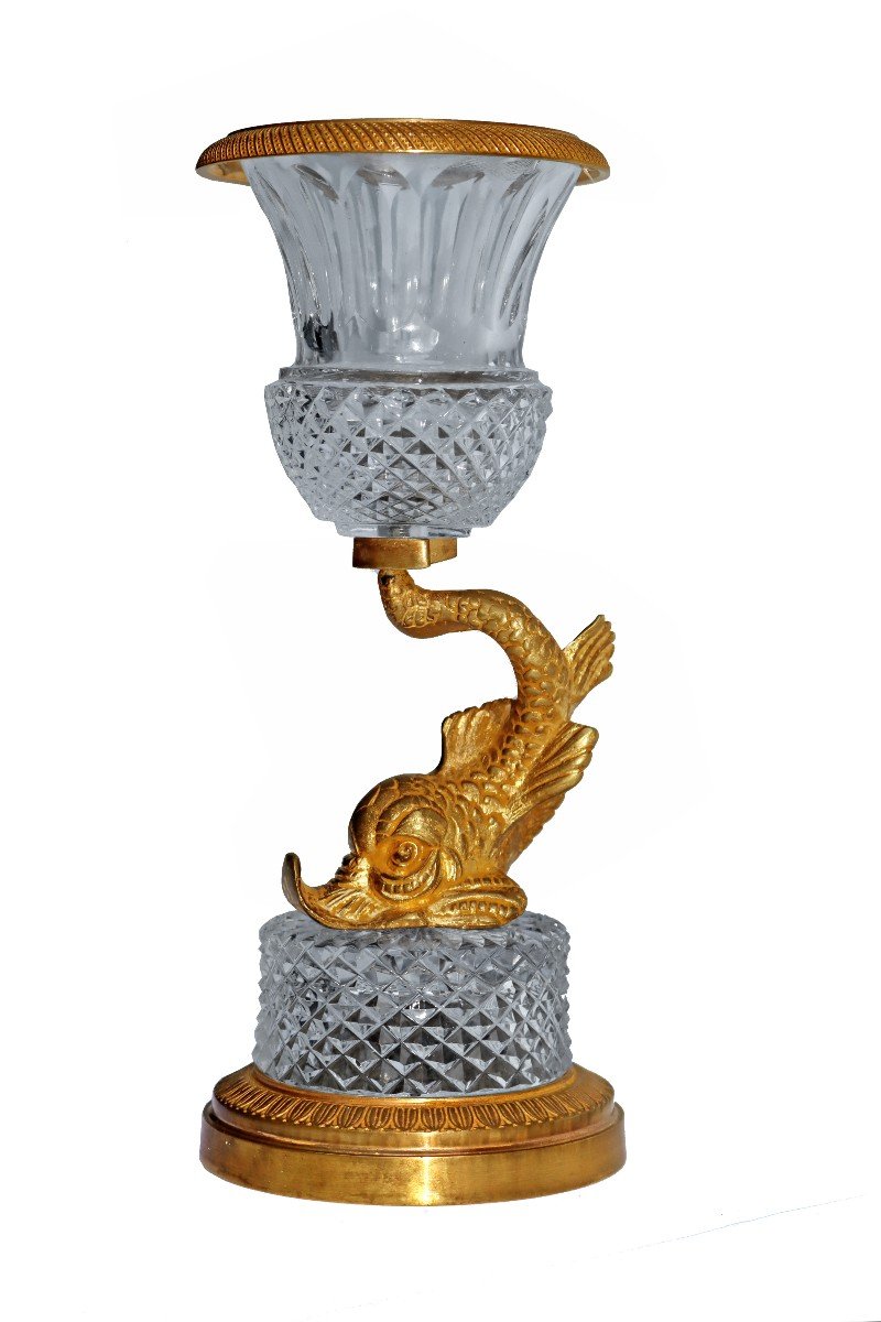 Charles X Style Medici Vase In Cut Crystal And Gilt Bronze-photo-4