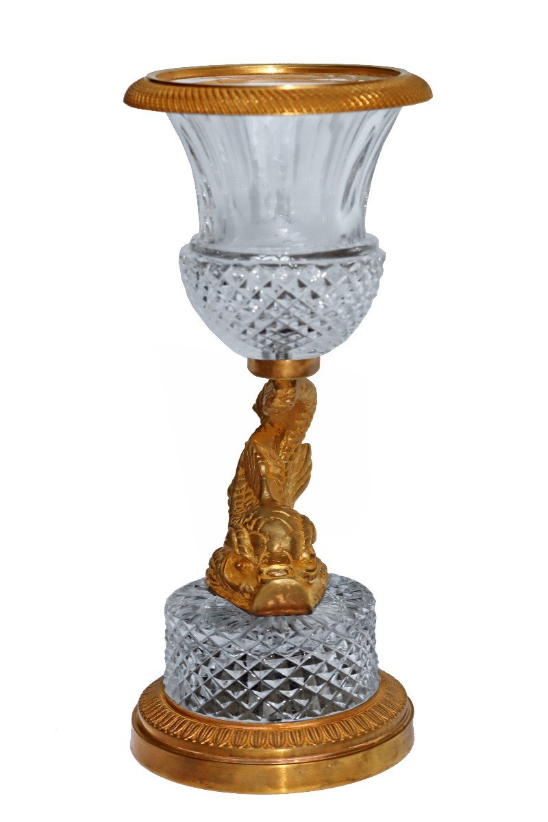 Charles X Style Medici Vase In Cut Crystal And Gilt Bronze-photo-2