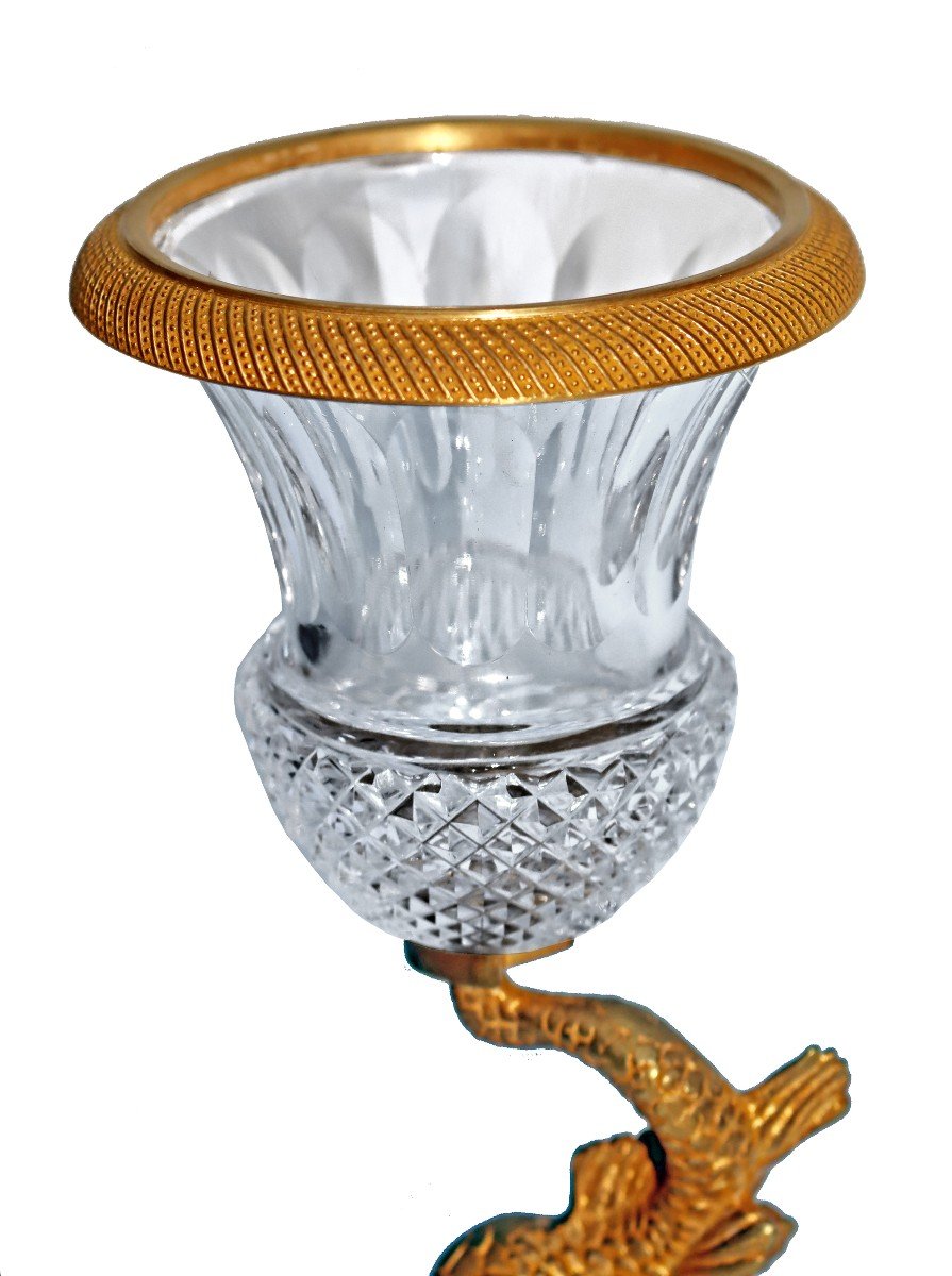 Charles X Style Medici Vase In Cut Crystal And Gilt Bronze-photo-3