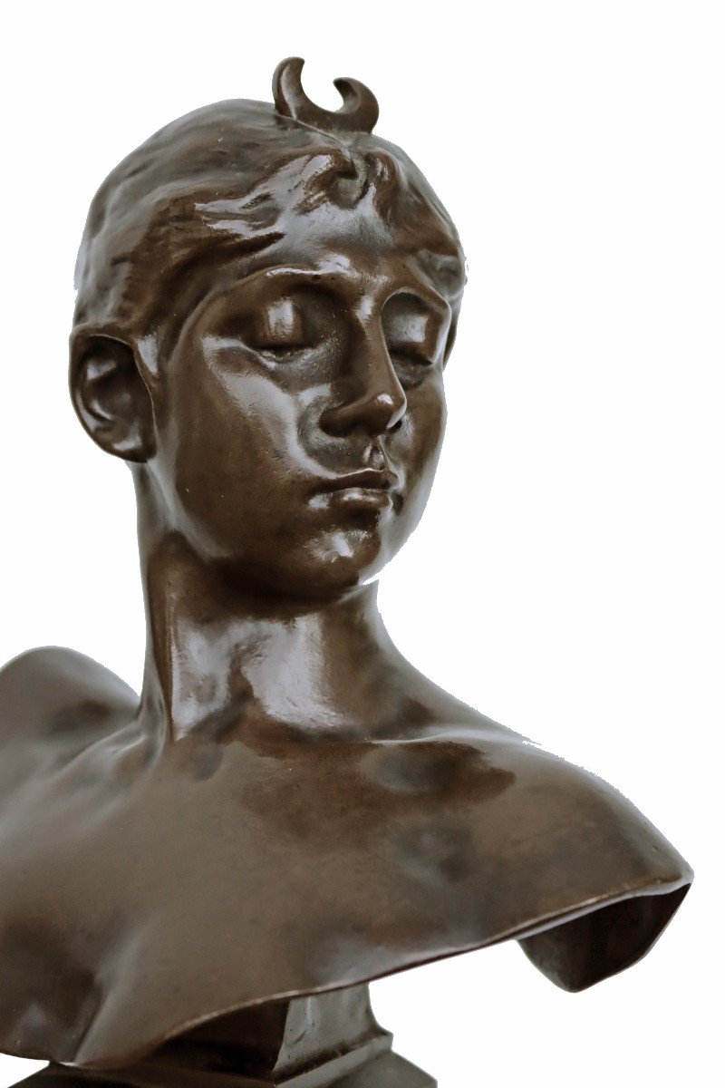 Alexandre Falguiere (1831-1900) Buste de Diane en Bronze XIXe-photo-4