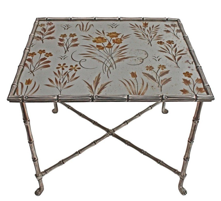 Maison Baguès Table Art Déco En Bronze Argenté