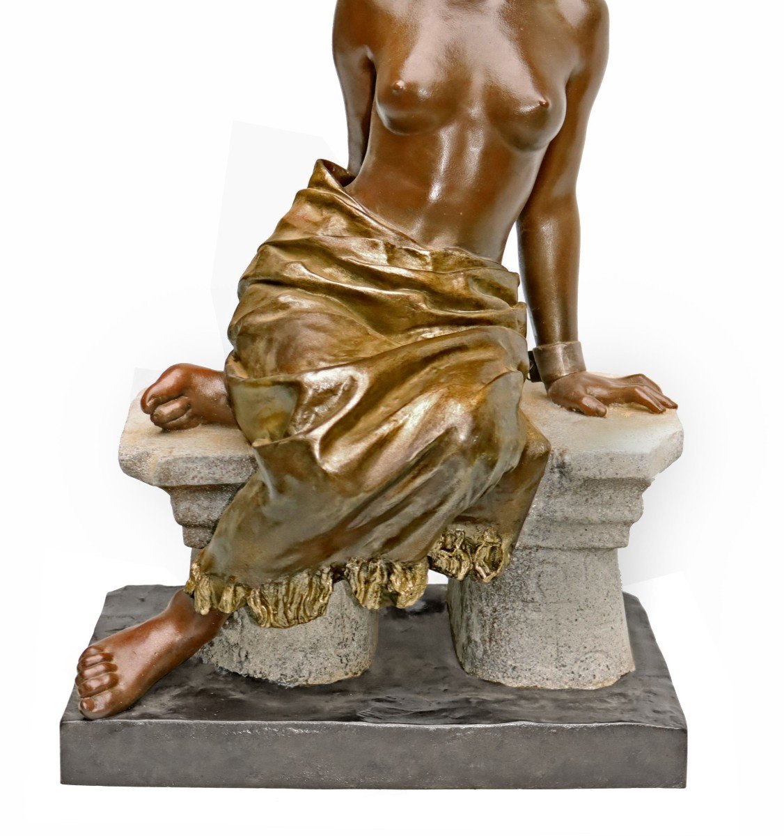 Emmanuel VILLANIS (1858-1914) Grande Sculpture Orientaliste 60 cm-photo-5