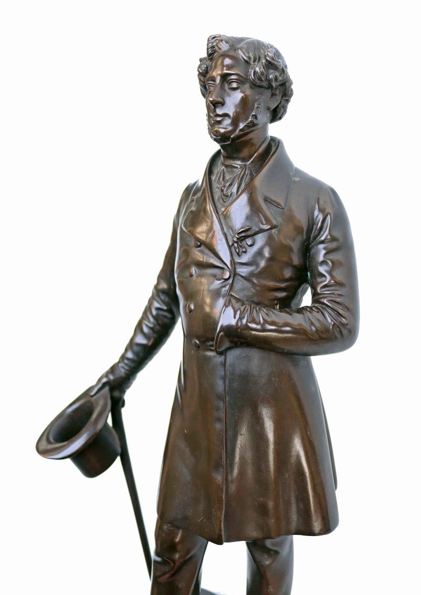 Statue Bronze Of Count d'Orsay Signed Ferdinand Barbedienne (1810-1892) -photo-4