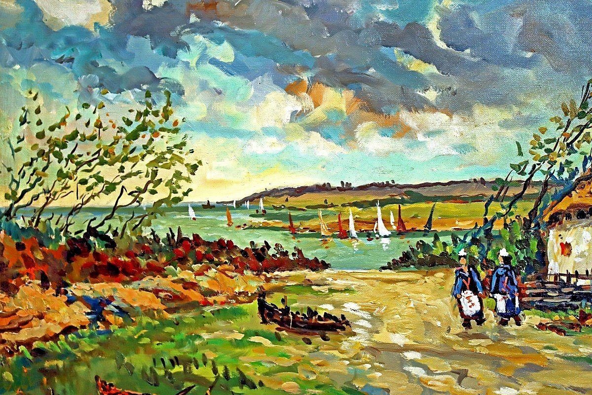 Robert LAVOINE (1916-1999) Tableau -Bretagne Pont Aven--photo-2