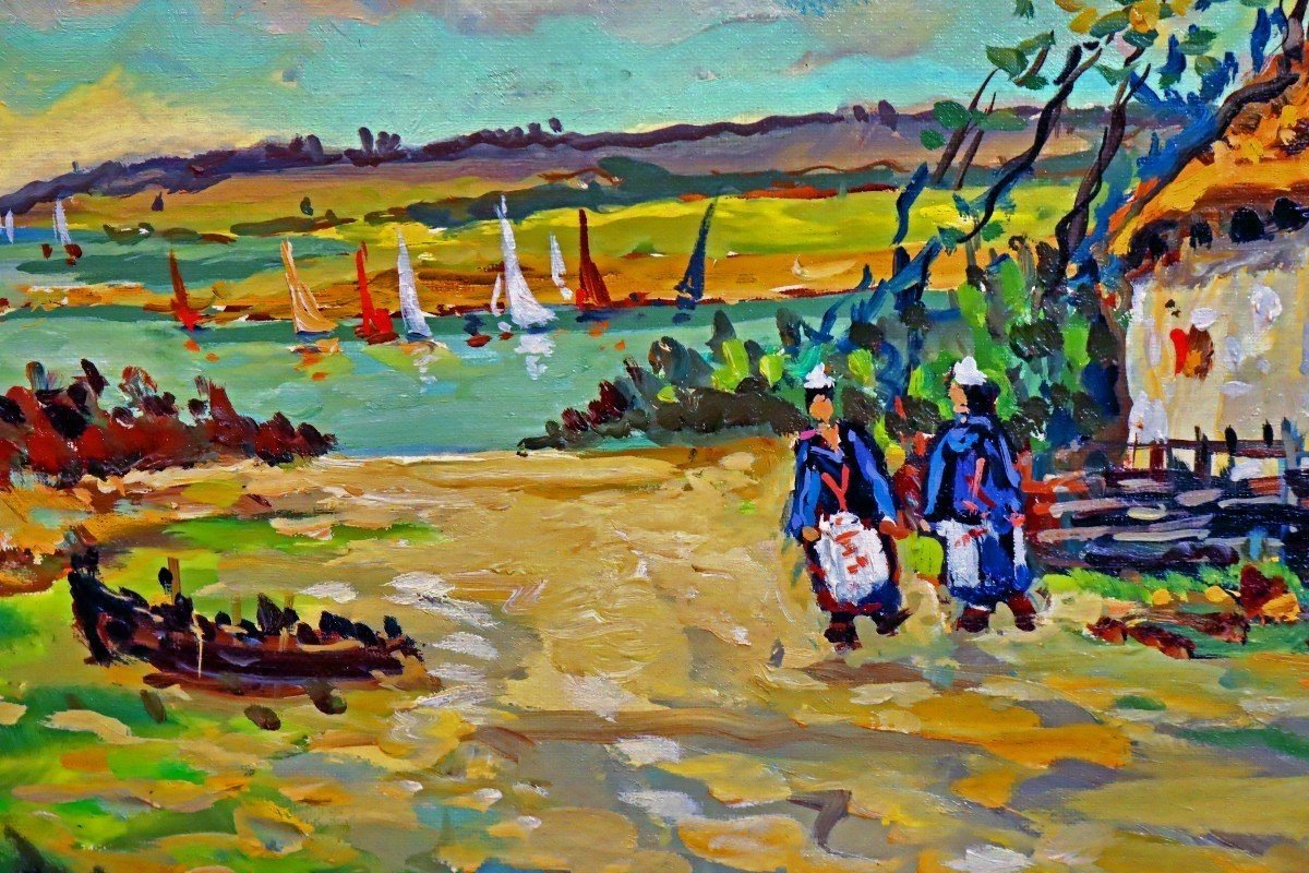 Robert LAVOINE (1916-1999) Tableau -Bretagne Pont Aven--photo-6