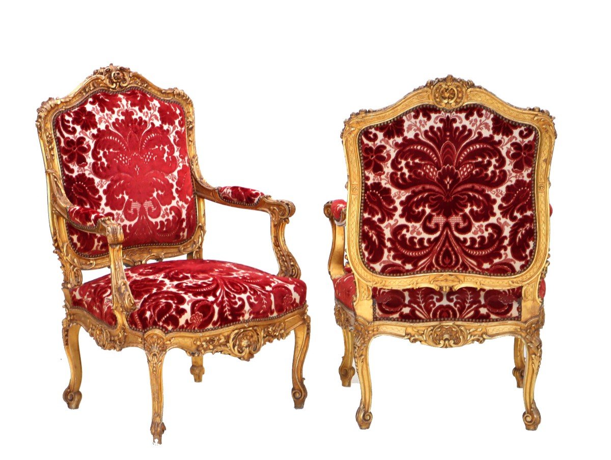 Four Napoleon III Ceremonial Armchairs In Golden Wood-photo-3