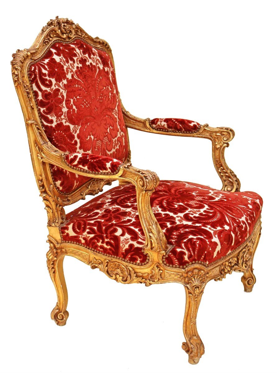 Four Napoleon III Ceremonial Armchairs In Golden Wood-photo-5