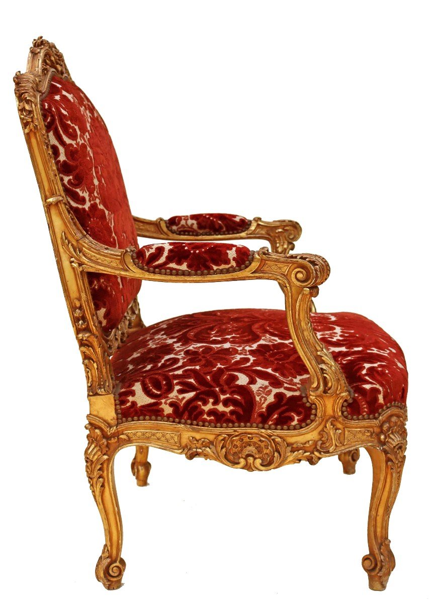 Four Napoleon III Ceremonial Armchairs In Golden Wood-photo-6